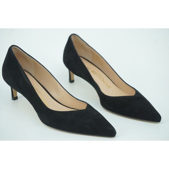 Stuart Weitzman Anny 75MM Black Suede Pointy Toe Pumps Size 6 AA Narrow $398 - Picture 2 of 11